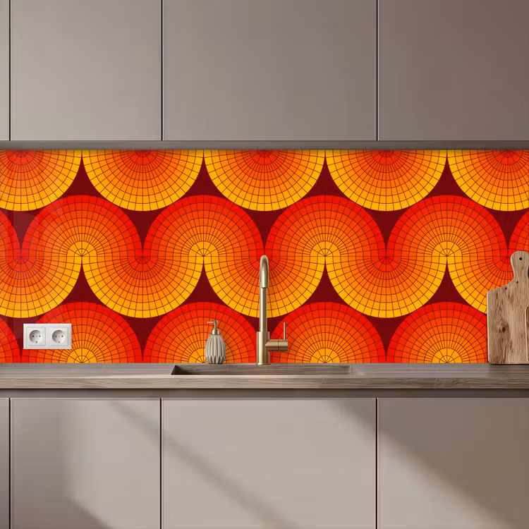 Design - Retro - Rood - Abstract keuken achterwand 2 middel 871 zz_3dshopping