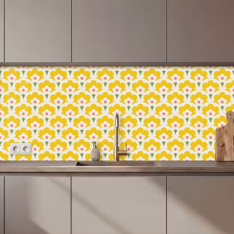 Design - Retro - Seventies - Geel keuken achterwand 2 middel 871 zz_3dshopping