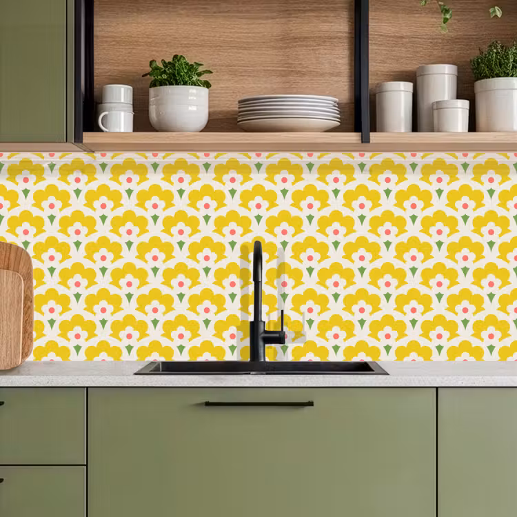 Design - Retro - Seventies - Geel keuken achterwand 2 middel 871 -sfeer3