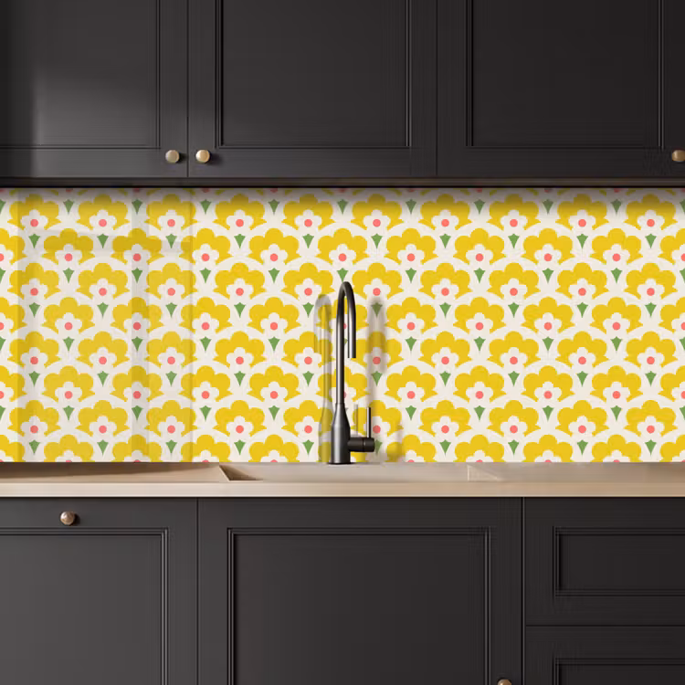 Design - Retro - Seventies - Geel keuken achterwand 2 middel 871 -sfeer1