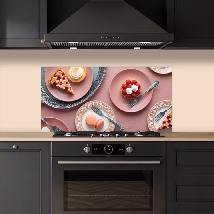 Dessert - Taart - Gebak - Zoet - Roze keuken achterwand spatscherm middel -sfeer1