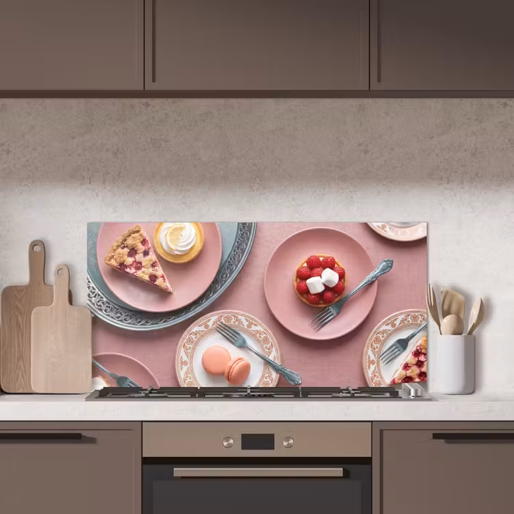 Dessert - Taart - Gebak - Zoet - Roze keuken achterwand spatscherm middel -sfeer2