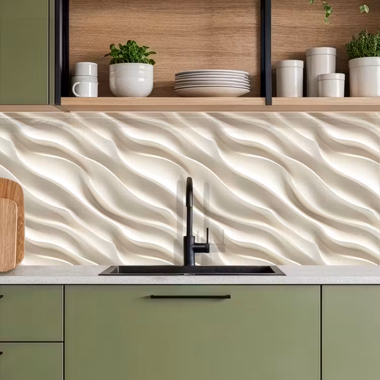 Diagonaal - Golven - Crème keuken achterwand 2 middel 871 -sfeer3