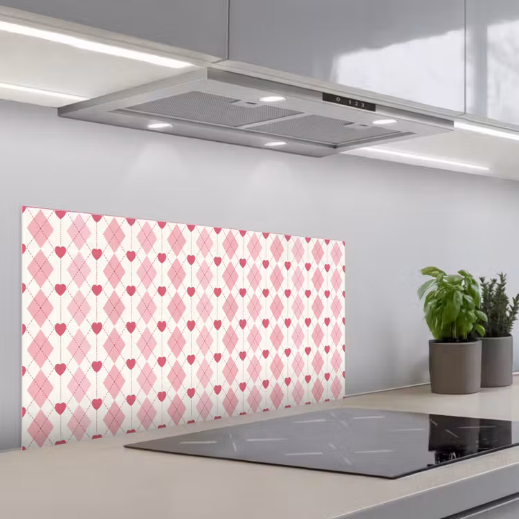 Ruiten - Klassiek - Roze - Wit keuken achterwand spatscherm middel 899 -3d_schuin
