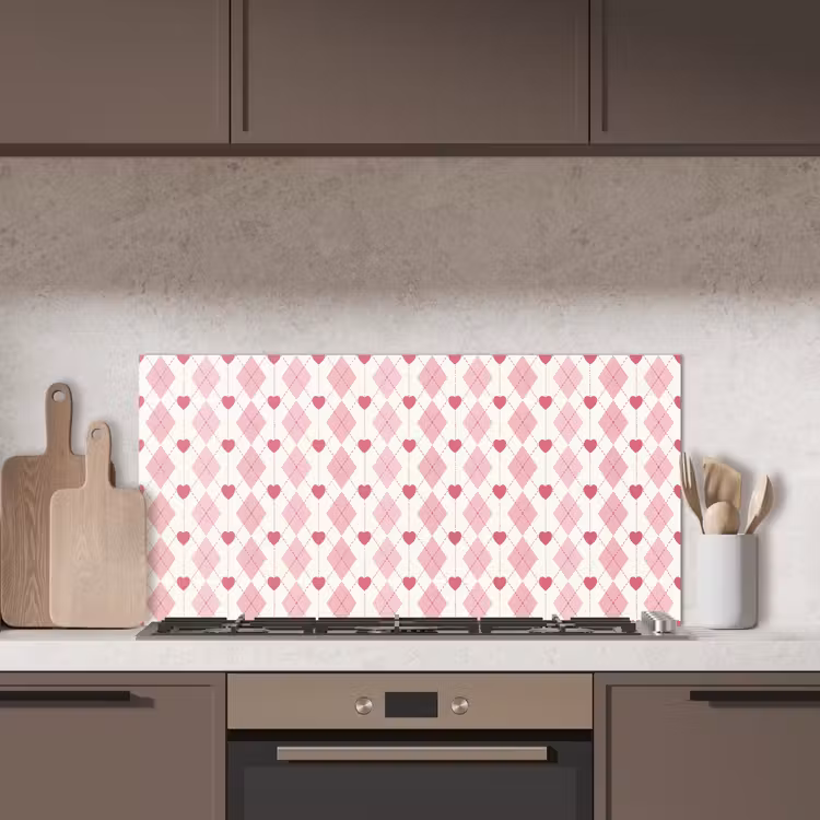 Ruiten - Klassiek - Roze - Wit keuken achterwand spatscherm middel 899 -sfeer2