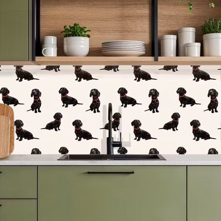 Hond - Patroon - Zwart keuken achterwand 2 middel 871 -sfeer3