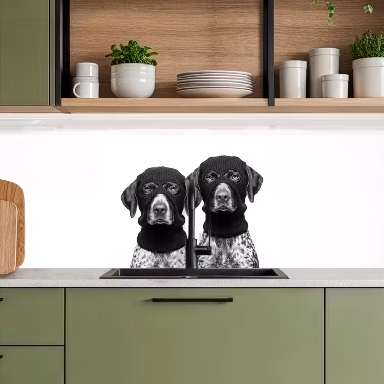 Honden - Bivakmuts - Zwart - wit keuken achterwand 2 middel -sfeer3