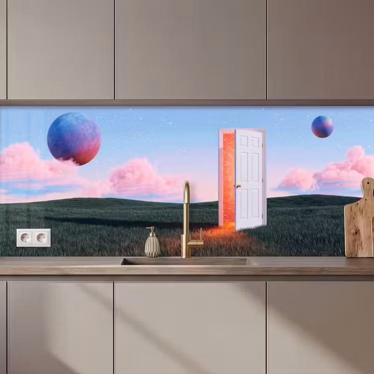 Kitchen Wall Splashback - Door - Fantasy - Space - Deur - Fantasie - Ruimte keuken achterwand 2 middel zz_3dshopping