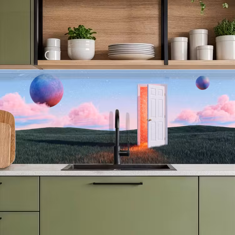 Kitchen Wall Splashback - Door - Fantasy - Space - Deur - Fantasie - Ruimte keuken achterwand 2 middel