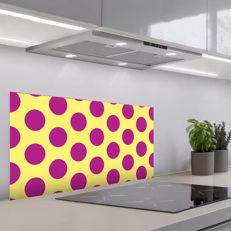 Dots - Klassiek - Geel keuken achterwand spatscherm middel 899 -3d_schuin