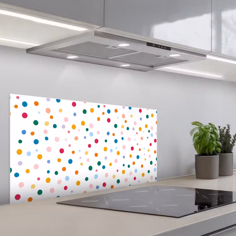 Stippen - Speels - Kleurrijk keuken achterwand spatscherm middel 899 -3d_schuin