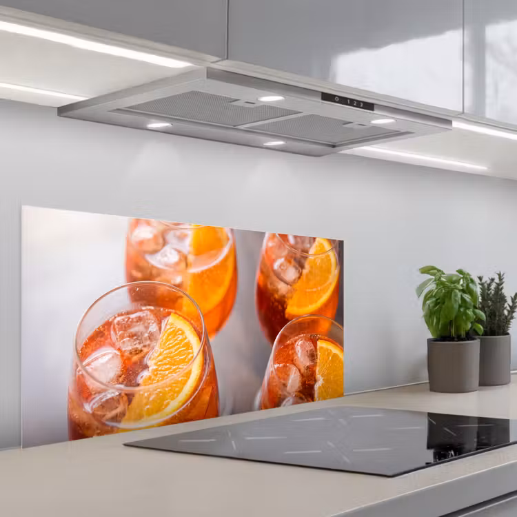 Drank - Sinaasappel - IJs - Zomer - Oranje keuken achterwand spatscherm middel -3d_schuin