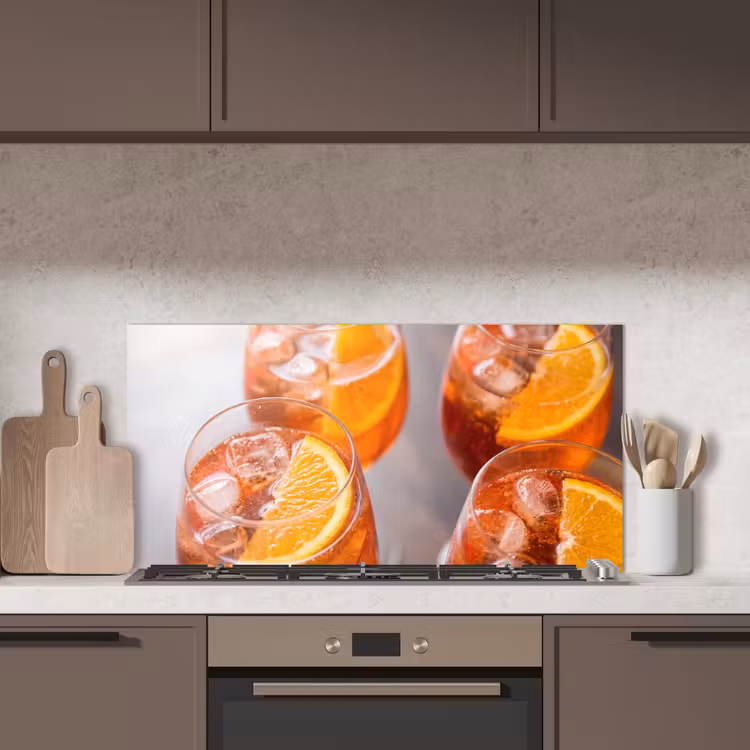 Drank - Sinaasappel - IJs - Zomer - Oranje keuken achterwand spatscherm middel -sfeer2