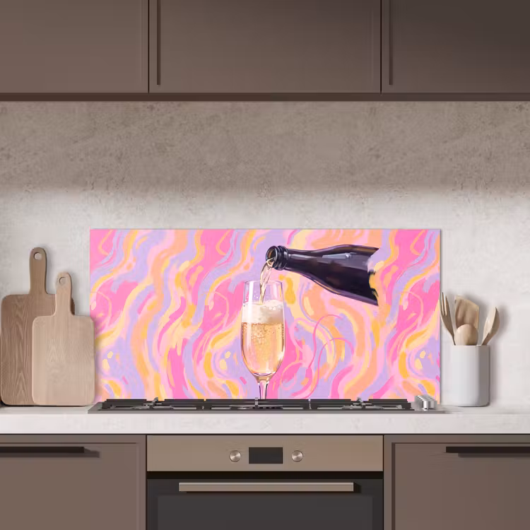Drank - Inschenken - Feest - Abstract - Roze keuken achterwand spatscherm middel -sfeer2