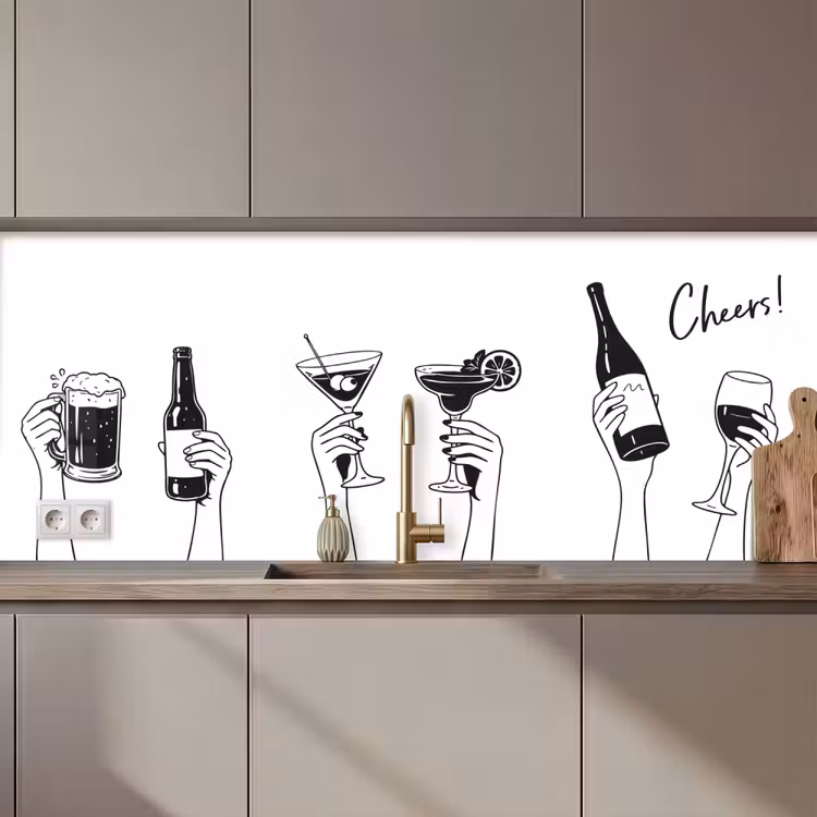 Drinken - Zwart - Wit keuken achterwand 2 middel zz_3dshopping