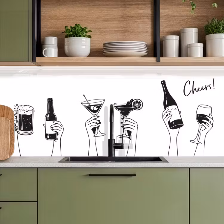 Drinken - Zwart - Wit keuken achterwand 2 middel -sfeer3