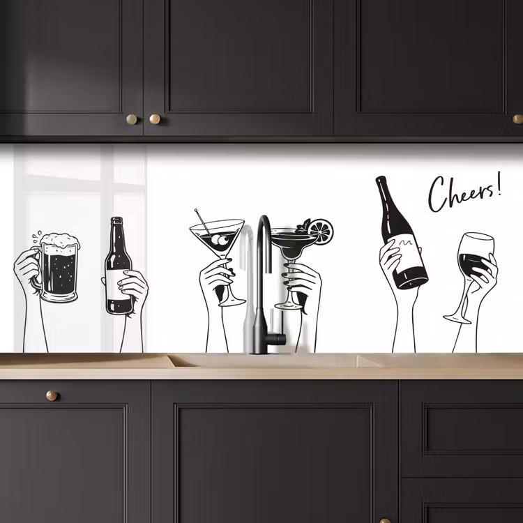 Drinken - Zwart - Wit keuken achterwand 2 middel -sfeer1