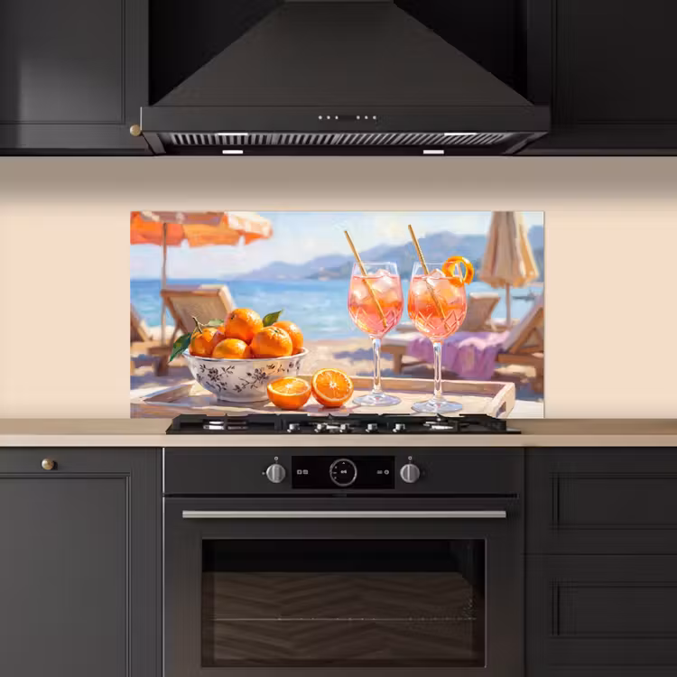 Drank - Glazen - Strand - Zomer - Oranje keuken achterwand spatscherm middel -sfeer1