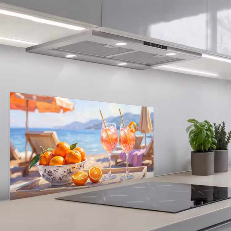 Drank - Glazen - Strand - Zomer - Oranje keuken achterwand spatscherm middel -3d_schuin