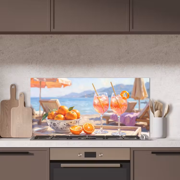 Drank - Glazen - Strand - Zomer - Oranje keuken achterwand spatscherm middel -sfeer2