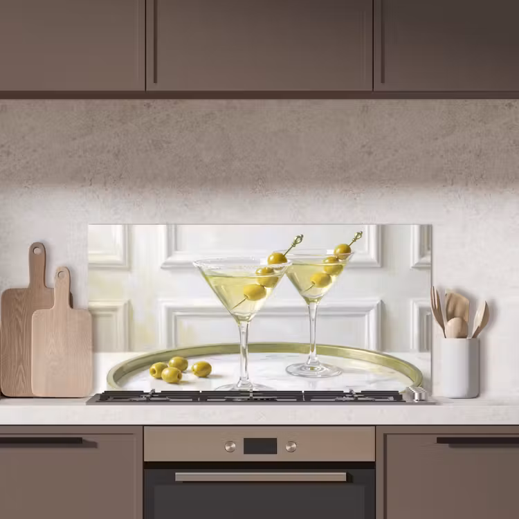 Drank - Martini - Olijven - Modern - Wit keuken achterwand spatscherm middel -sfeer2