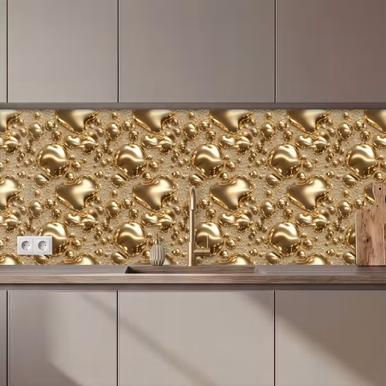 Druppels - Organisch - Goud keuken achterwand 2 middel 871 zz_3dshopping