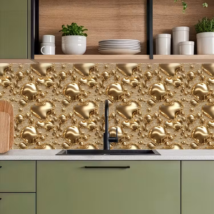 Druppels - Organisch - Goud keuken achterwand 2 middel 871 -sfeer3