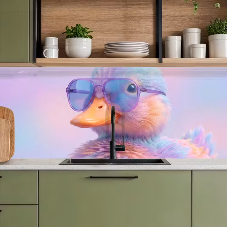 Eend - bril - Pastel keuken achterwand 2 middel -sfeer3