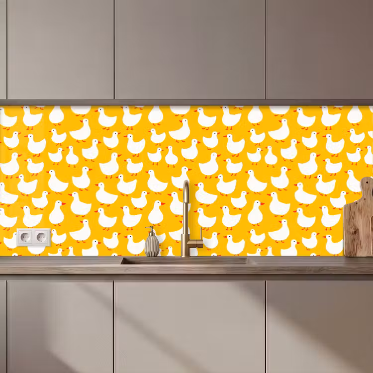 Eendjes - Patroon - Geel keuken achterwand 2 middel 871 zz_3dshopping