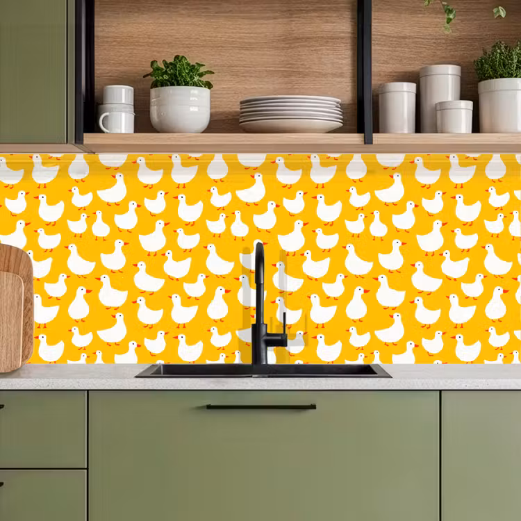 Eendjes - Patroon - Geel keuken achterwand 2 middel 871 -sfeer3