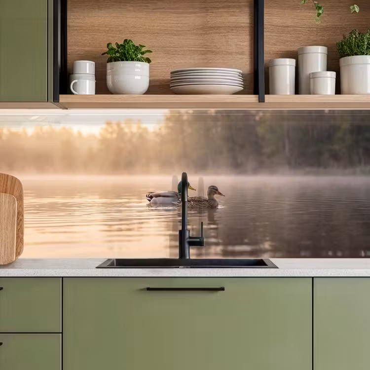 Eenden - Water - Mist - Natuur keuken achterwand 2 middel -sfeer3