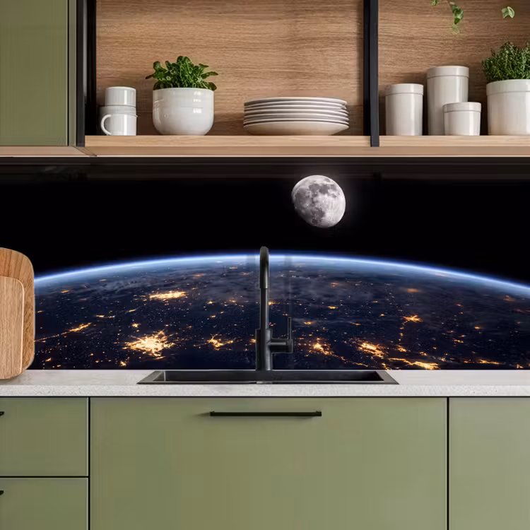 Kitchen Wall Splashback - Earth - Night - Space - Aarde - Nacht - Ruimte keuken achterwand 2 middel