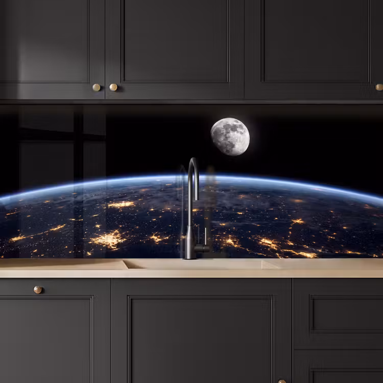 Kitchen Wall Splashback - Earth - Night - Space - Aarde - Nacht - Ruimte keuken achterwand 2 middel