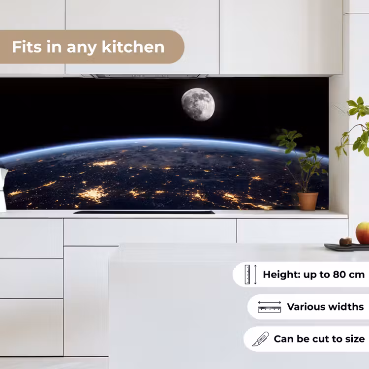 Kitchen Wall Splashback - Earth - Night - Space - Aarde - Nacht - Ruimte keuken achterwand 2 middel
