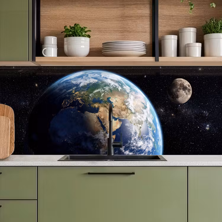 Aarde - Ruimte - Blauw - Groen keuken achterwand 2 middel -sfeer3