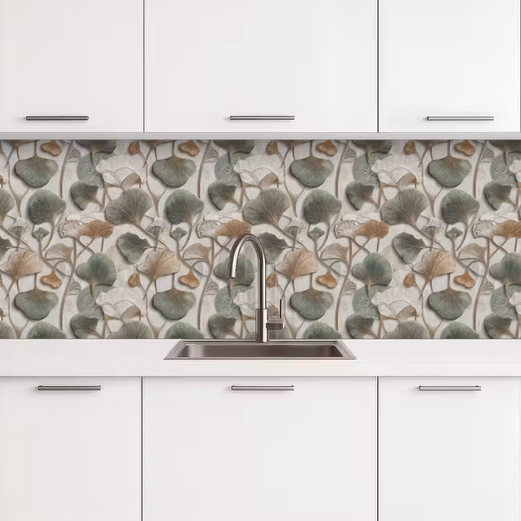 Elegant - Bladeren - Groen keuken achterwand 2 groot 857 -3d
