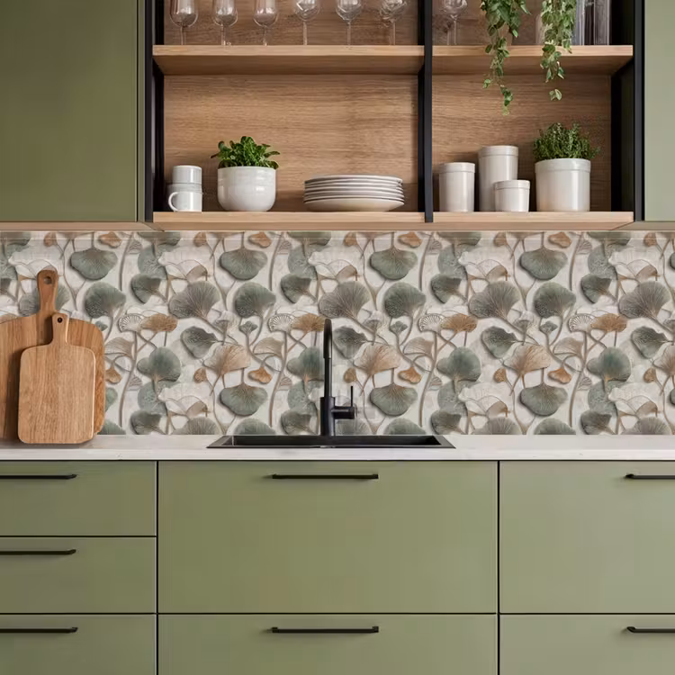 Elegant - Bladeren - Groen keuken achterwand 2 groot 857 -sfeer3