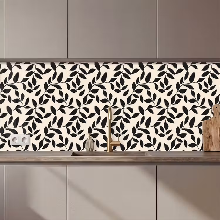 Elegant - Patroon - Zwart - Beige keuken achterwand 2 middel 871 zz_3dshopping