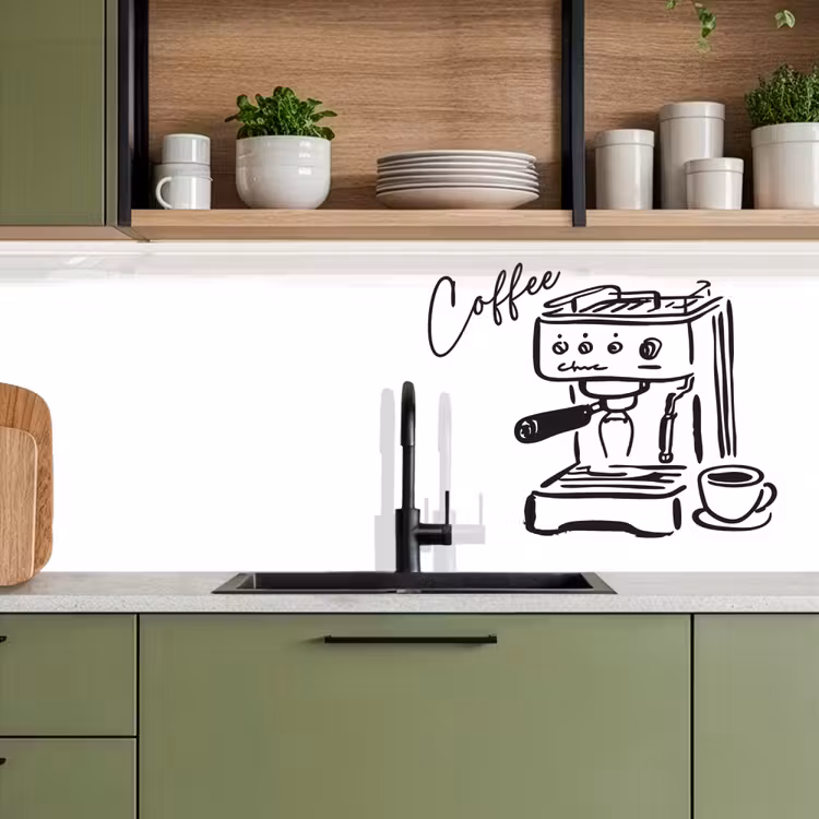 Espressomachine - Zwart - Wit keuken achterwand 2 middel -sfeer3
