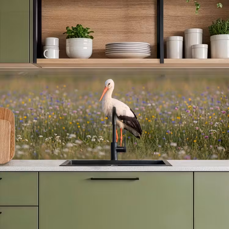 Ooienvaar - Bloemen - Weide - Kleurrijk keuken achterwand 2 middel -sfeer3