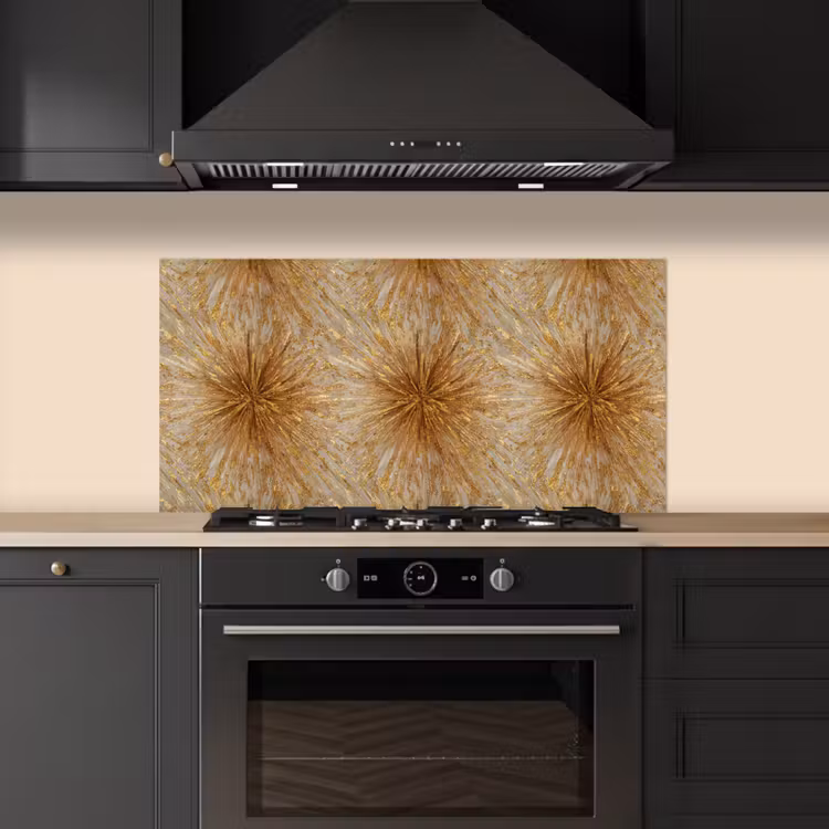 Explosie - Abstract - Goud - Wit keuken achterwand spatscherm middel 899 -sfeer1