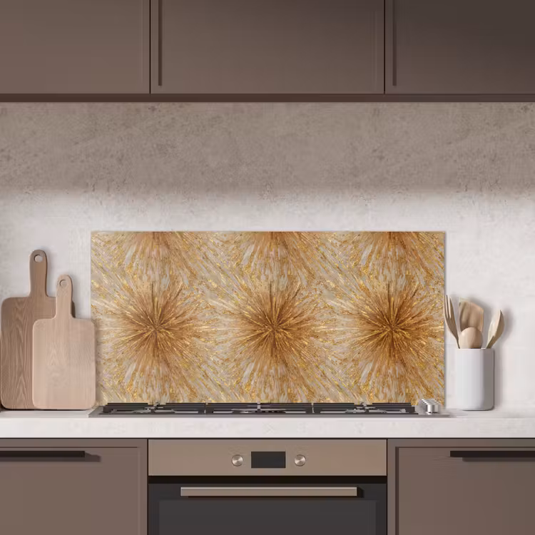 Explosie - Abstract - Goud - Wit keuken achterwand spatscherm middel 899 -sfeer2