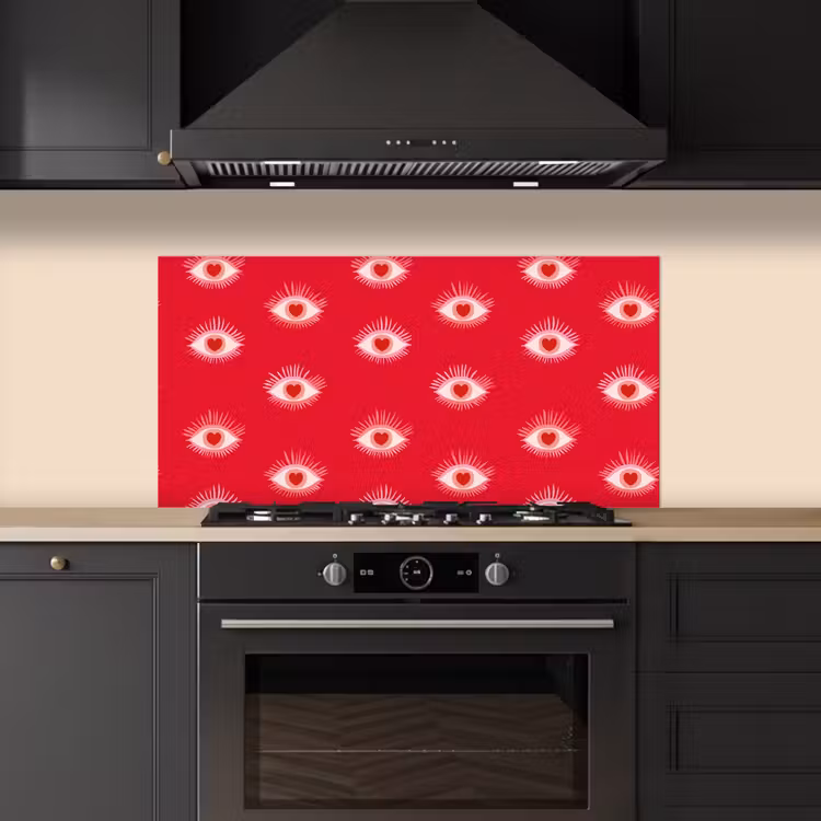 Ogen - Hart - Abstract - Rood - Roze keuken achterwand spatscherm middel 899 -sfeer1