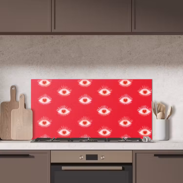 Ogen - Hart - Abstract - Rood - Roze keuken achterwand spatscherm middel 899 -sfeer2