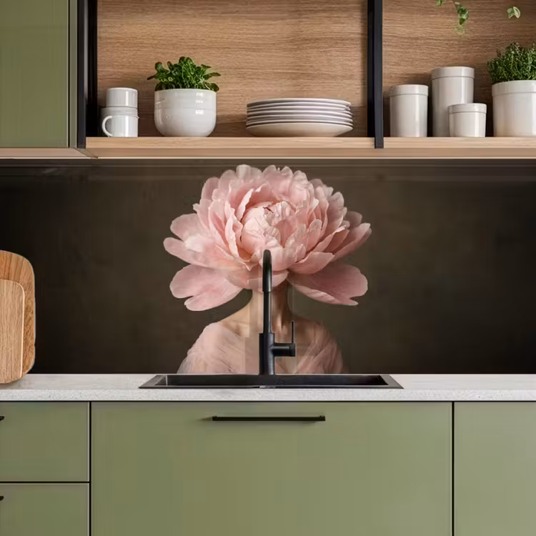 Gezicht - Roos - Roze keuken achterwand 2 middel -sfeer3