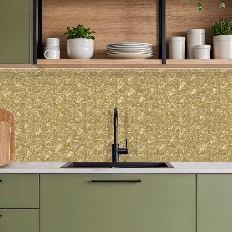 Waaier - Geometrisch - Groen keuken achterwand 2 middel 871 -sfeer3
