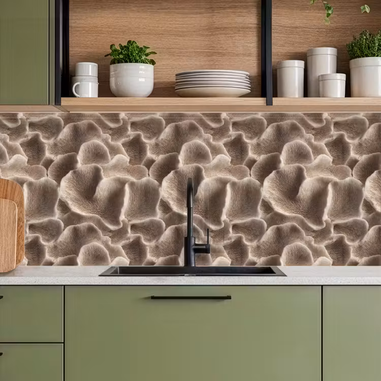 Waaiervorm - Beige - Vezel textuur keuken achterwand 2 middel 871 -sfeer3