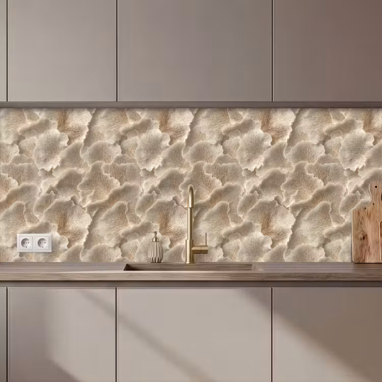 Waaierstructuren - Beige - Vezeltextuur keuken achterwand 2 middel 871 zz_3dshopping