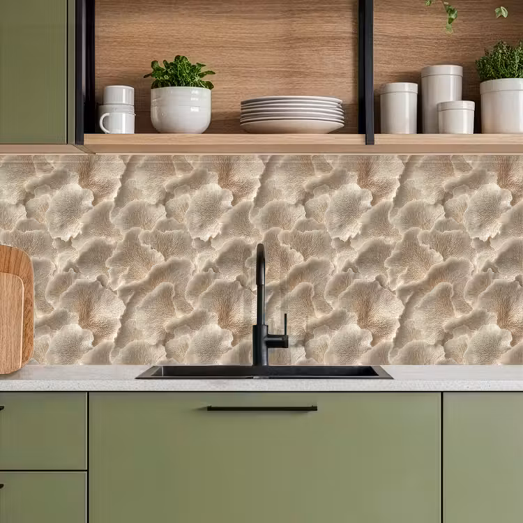Waaierstructuren - Beige - Vezeltextuur keuken achterwand 2 middel 871 -sfeer3