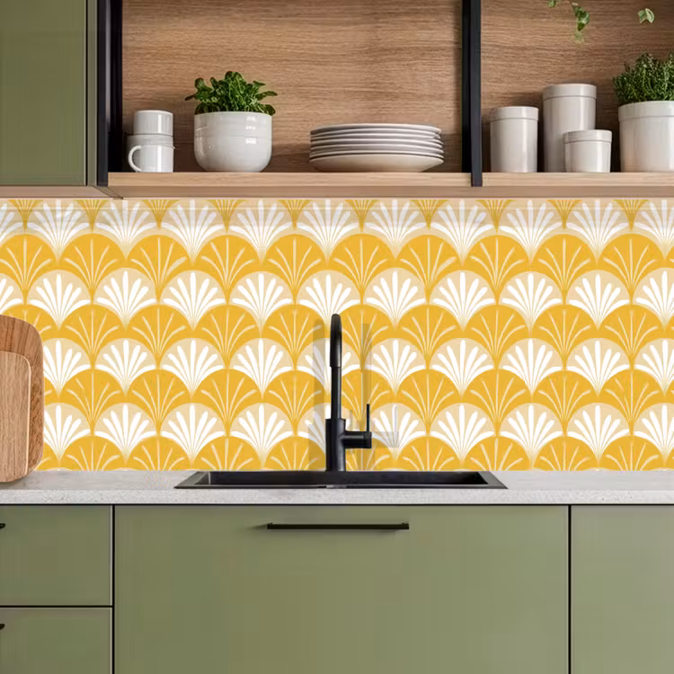 Waaier - Geel - Art keuken achterwand 2 middel 871 -sfeer3